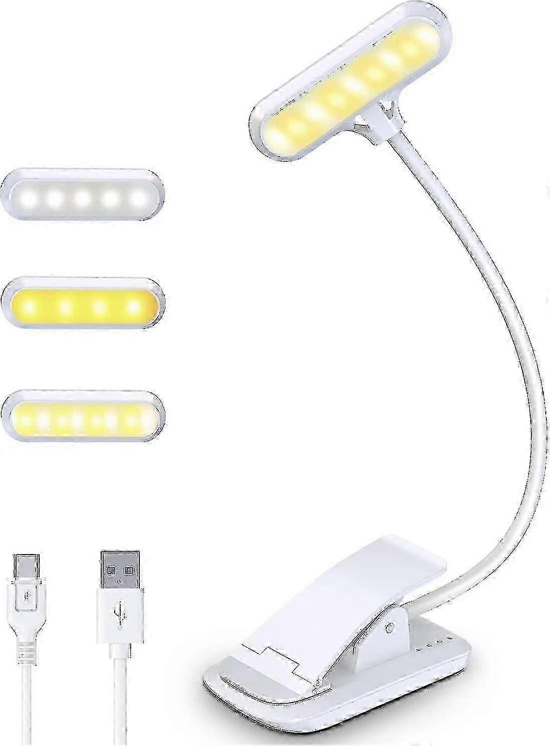 9 LED Rechargeable Book Light with 3 Adjustable Brightness Levels, Touch Control & Long Press Function compatible with Reading in Bed