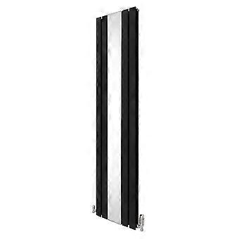 Flat Panel Radiator With Mirror 1800mm x 425mm & TRV Chrome Valves Designer Double Column Vertical
