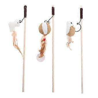 Jouet pour chat (lot de 3) avec bâtonnet à pompon