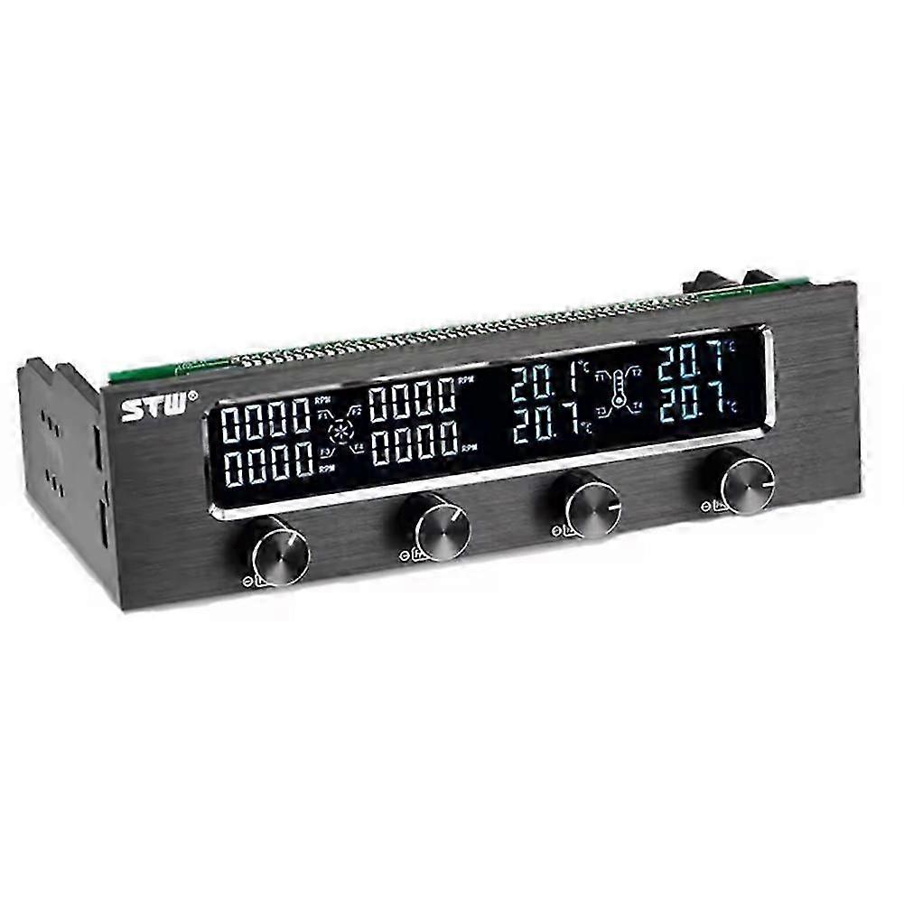 STW Multi-Function PC CPU 4 Channel Fan Controller Speed Control Adjuster LCD Cooling Front Panel