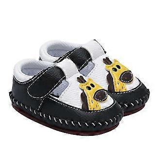 Baby Shoes PU Learning Shoes compatible with Baby Wearing 1Pair with Black Cartoon Design