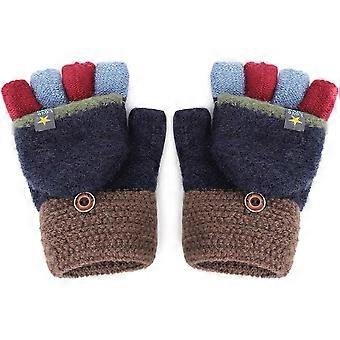 Kids Winter Gloves, Multifunctional Convertible Mittens with Flap, Soft Warm Knit Gloves for Boys Girls Ages 5-10, Outdoor Sports