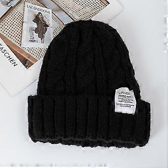Nye Kvinder Slik Farver Vinter Hat Mode Klud Label Strikket Hat Kpop Stil Bløde Beanie Hatte Til Kvinder Gade Vinter Kasket