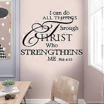 Adesivos de Parede Citações Inspiradoras Eu Posso Fazer Todas as Coisas Através de Cristo Que Me Fortalece Citações Motivacionais Decalque de Parede para Sala de Estar Quarto Kitche