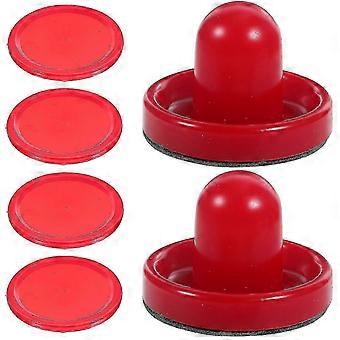 8 Piece 76 mm Red Air Hockey Accessories Set with Pushers, Pucks and Goalies for Game Tables