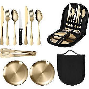 Camping Cutlery Set, Portable Tableware, Stainless Steel Camping Cutlery, Travel Cutlery for Camping and Picnic