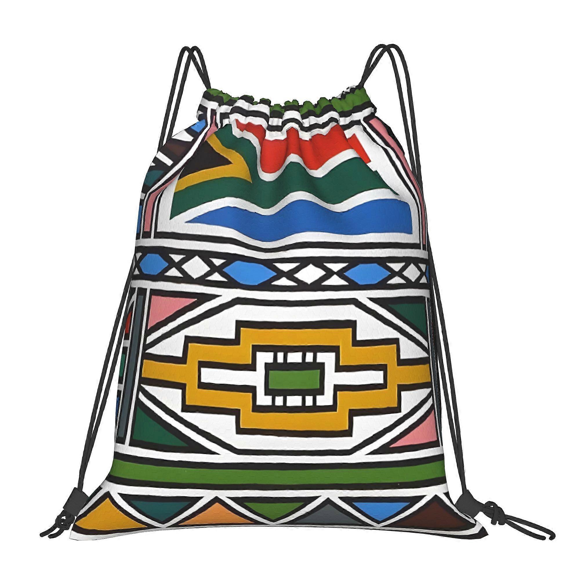 Ndebele Afrikanska Mode Tryckta Dragskoväskor-Gqazw