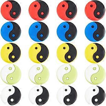 20pcs Tennis Racket Vibration Dampener 1 Inch Yin Yang Tennis Racquet Dampener Soft Silicone Racket Dampener Shock Absorbers