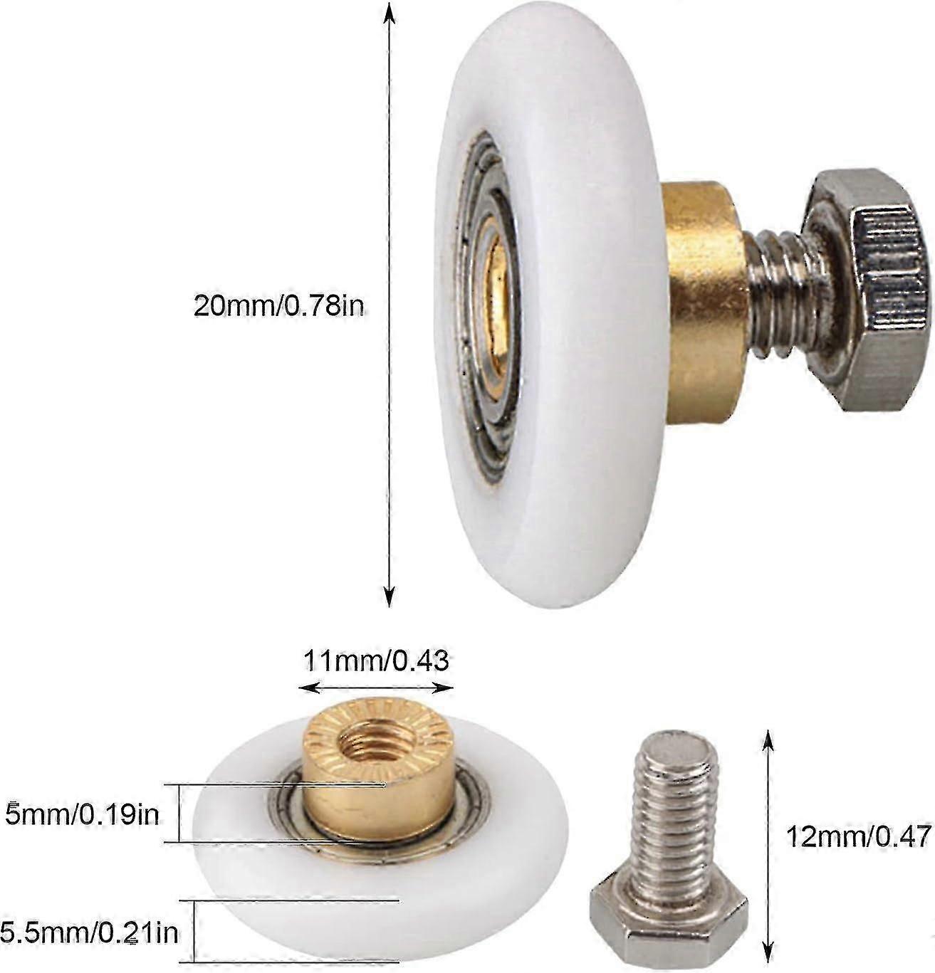 Shower Door Roller, 4 Sets 20mm Diameter