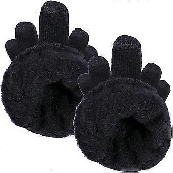 Black Portable Riding Gloves Touch Screen 3Pairs Warm Fitness Gloves