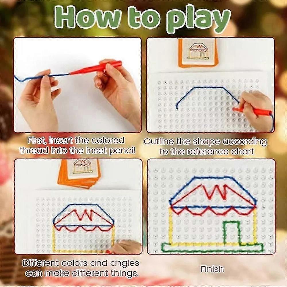 DIY Children's String Weaving Drawing Board, String Art Kit with Colored Ropes
