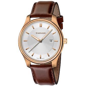 Wenger City Classic Quartz analoge Women's horloge met koeienhuid armband 01.1421.102