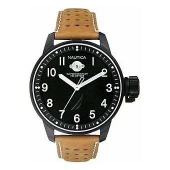 Nautica Nautica horloge voor analoge man Quartz met Cowskin armband A12552G