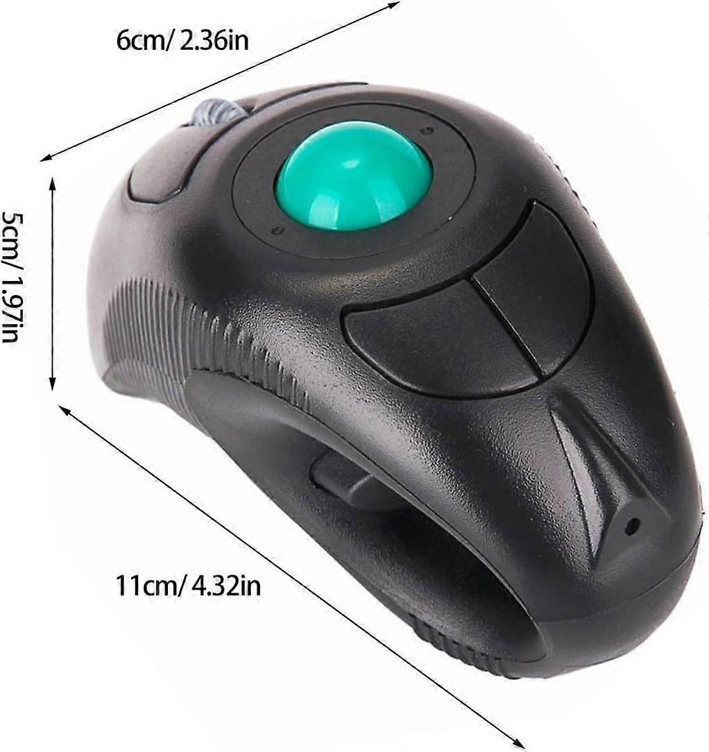 Wireless Handheld Trackball Mouse 5 Button Black 1000dpi Plastic