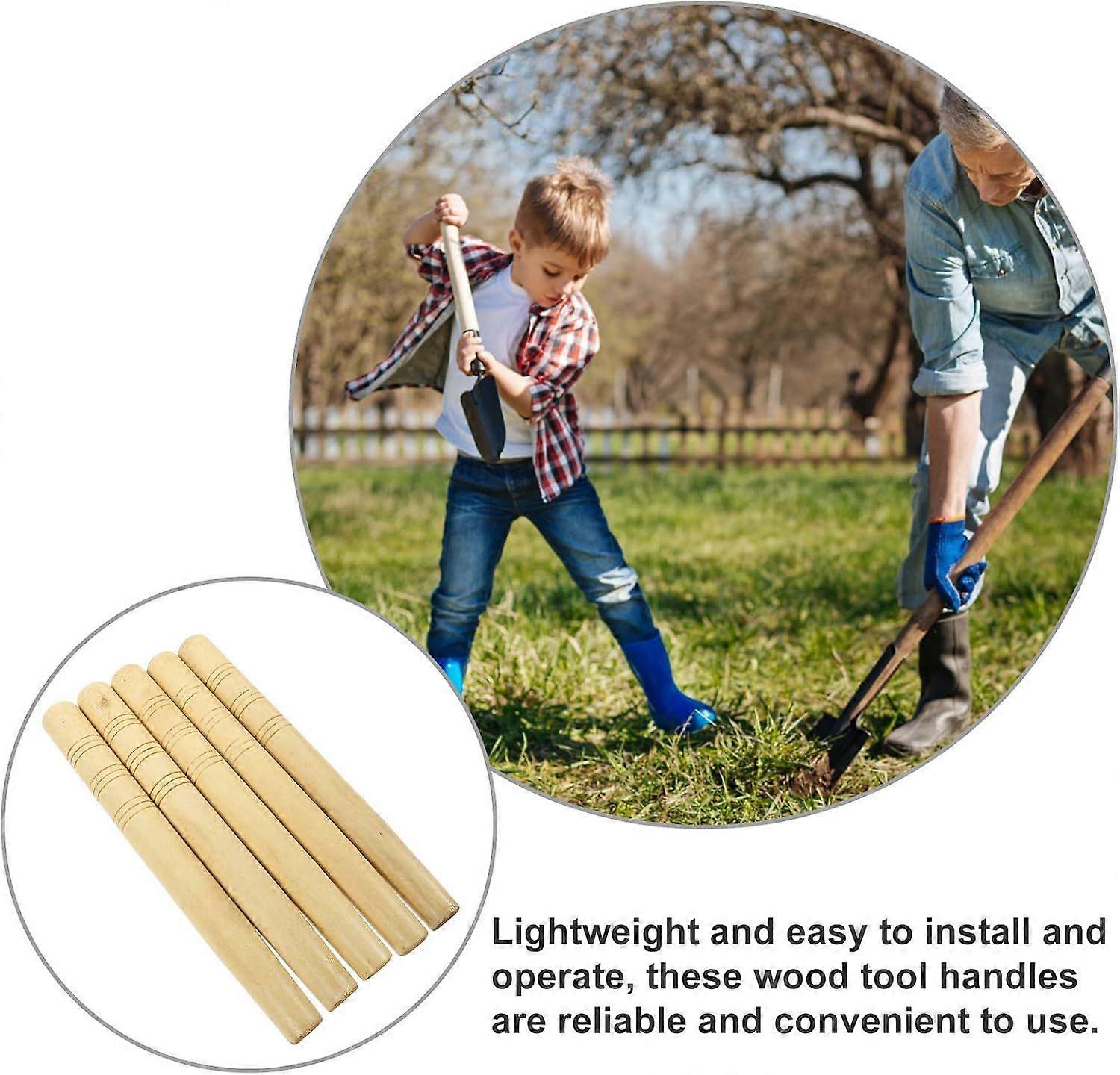 Hoe Handle Replacement Set 5Pcs, Hardwood Garden Tool