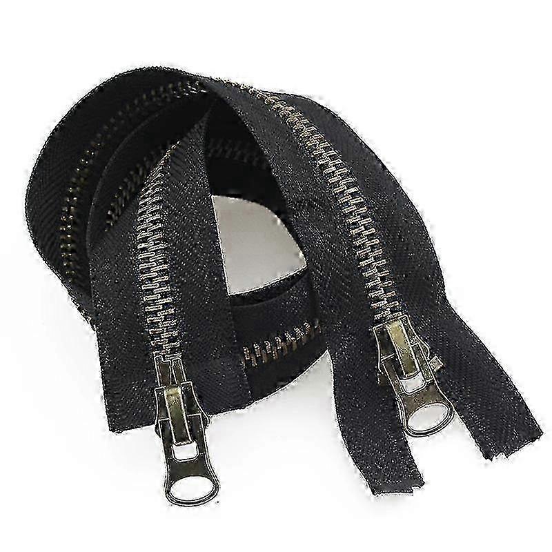 Fermeture éclair métallique à double curseur, à ouverture facile, pour veste longue, accessoire de couture DIY, taille 8, longueur 70 à 120 cm_RhZc