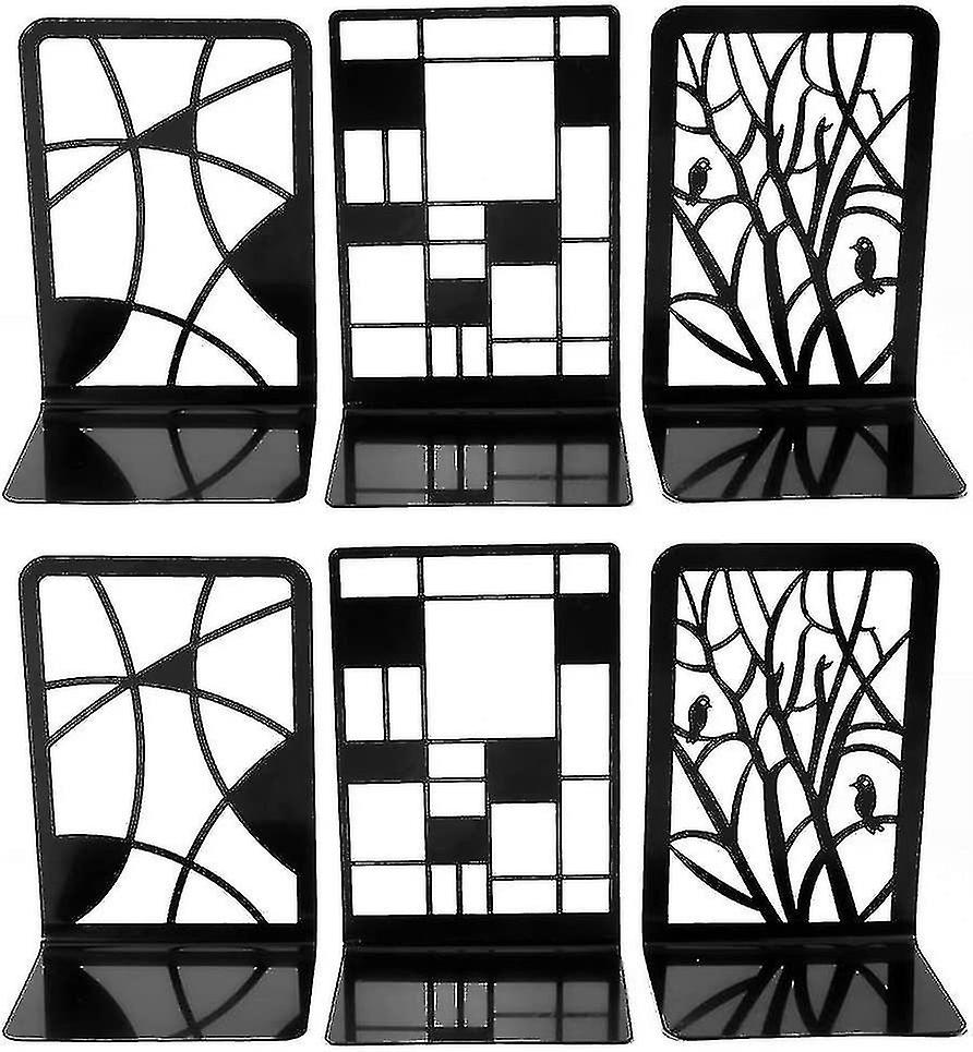 ブックエンド、ブックエンド、棚と互換性のあるブックエンド、3ペアノンスキッドメタルヘビーデューティ