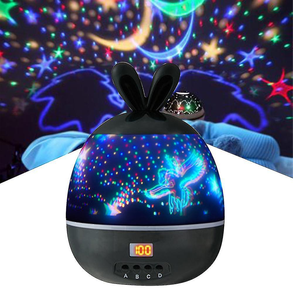 Cute Rabbit Timing Star Light Projector Romantic Rotating Starry Christmas Led   Night Light