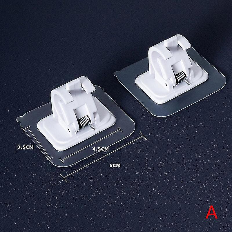 60 PCS Adhesive Curtain Rod Holder Clips - No Drill Adjustable Brackets For Shower Rod, Towel Rod, Wall (White)