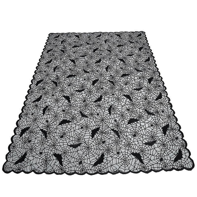 213X152x0.1cm Black Tablecloths 1 Pc Decorative Halloween Tablecloth With Spiders And Spider Webs (b