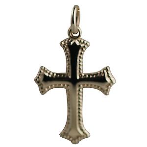 9ct Gold 26x19mm plain with embossed border Cross