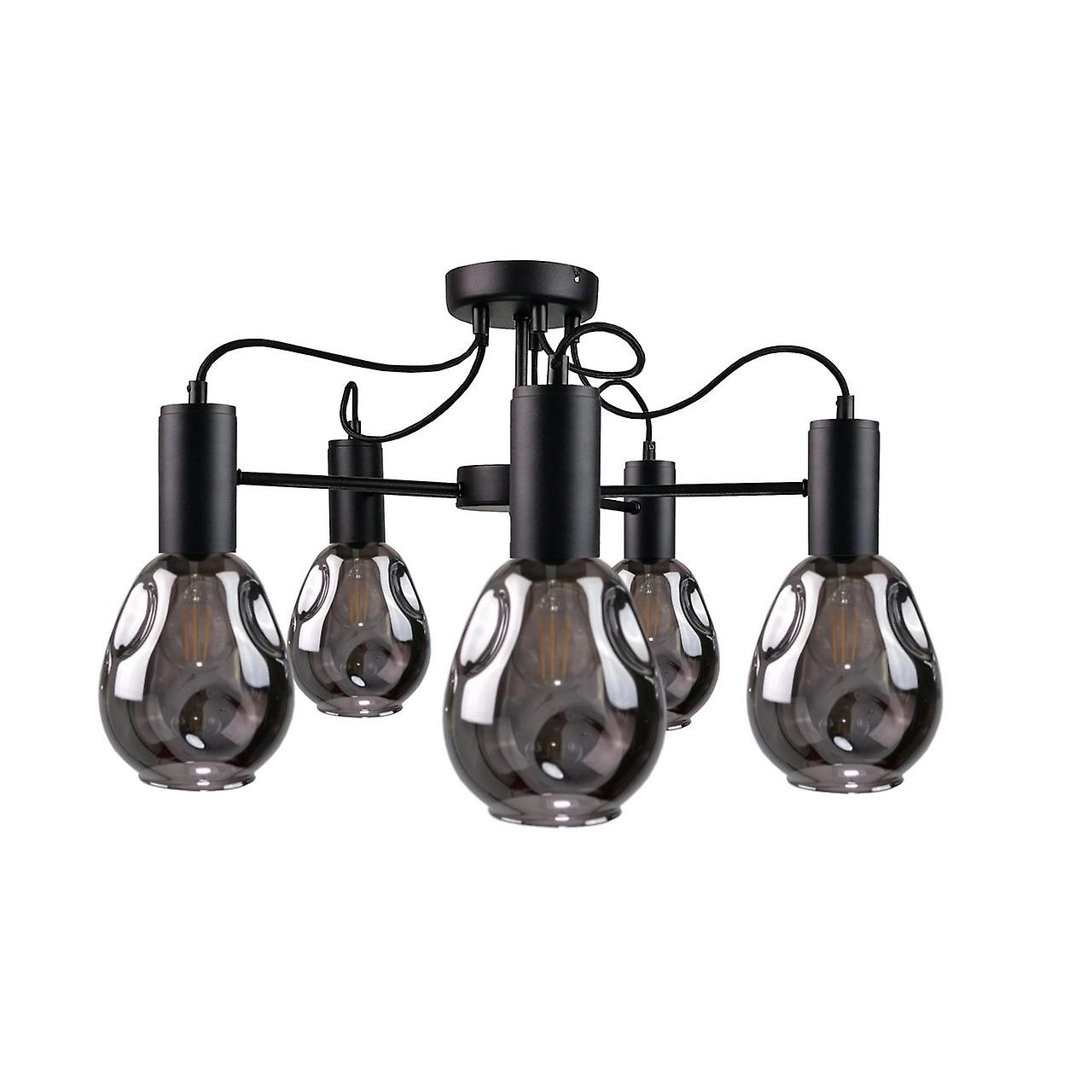Kari Multi Arm Semi Flush Ceiling Light Black, 60cm, 5x E27