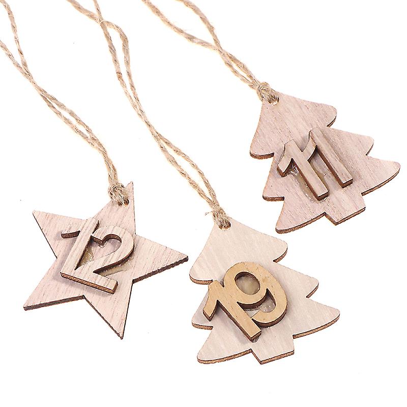 Christmas Advent Calendar Bags Embellishments Star 1-24 Wooden Listing Labels
