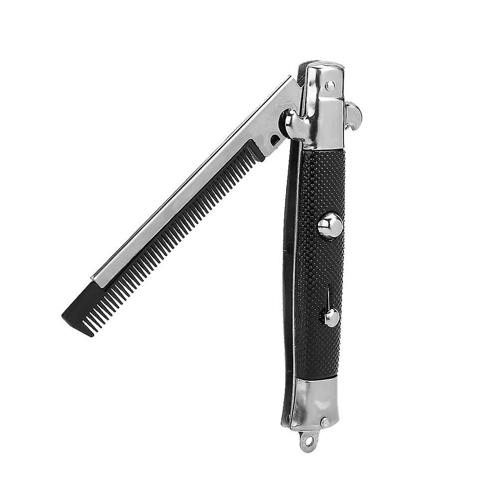 Stainless Steel Hair Folding Beard Comb Hairstyling Switch Combo Pocket Long Round Handle Hair Comb
