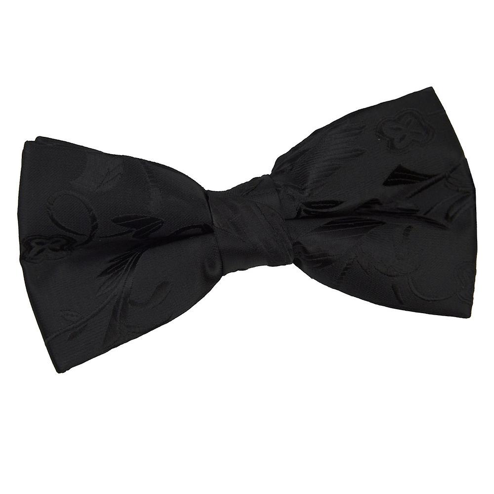 Black Floral Pre-Tied Bow Tie
