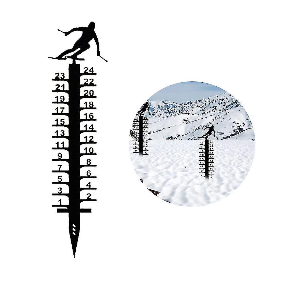 24 Inch Snow Gauge, Snowfall Measuring Gauge, Metal Snow Measuring Stick Yard Decor