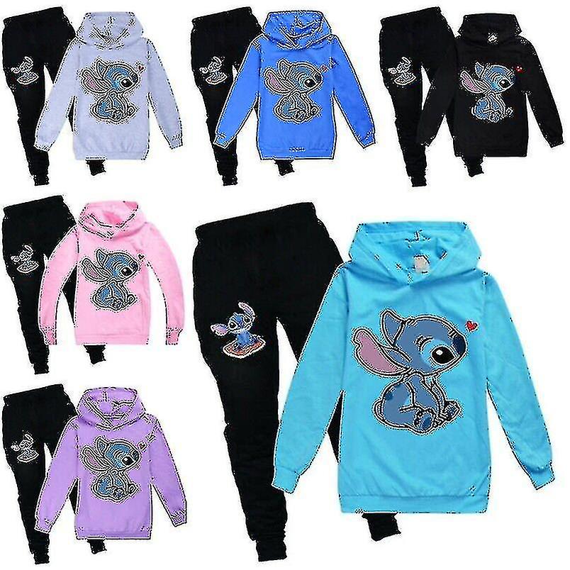 thumbnail image 2 of FeiKong Conjunto de chándal de 2 piezas con capucha y pantalones de Lilo Stitch para niños, 2 of 4