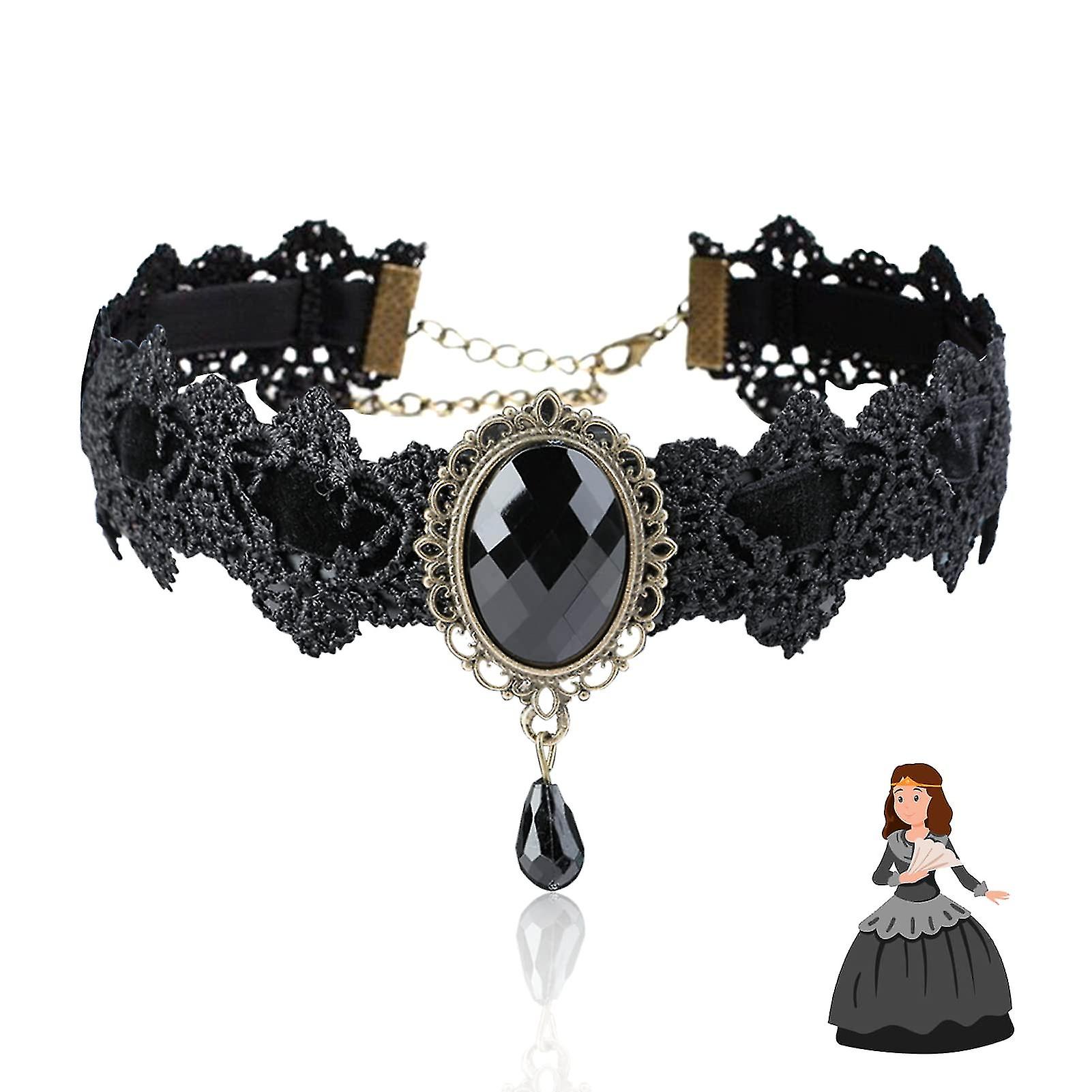 Black Choker Gothic Necklace For Women Lace Rhinestone Collar With Gothic  Jewellery Steampunk Vampire Chocker Punk NIUNIU - Main Image