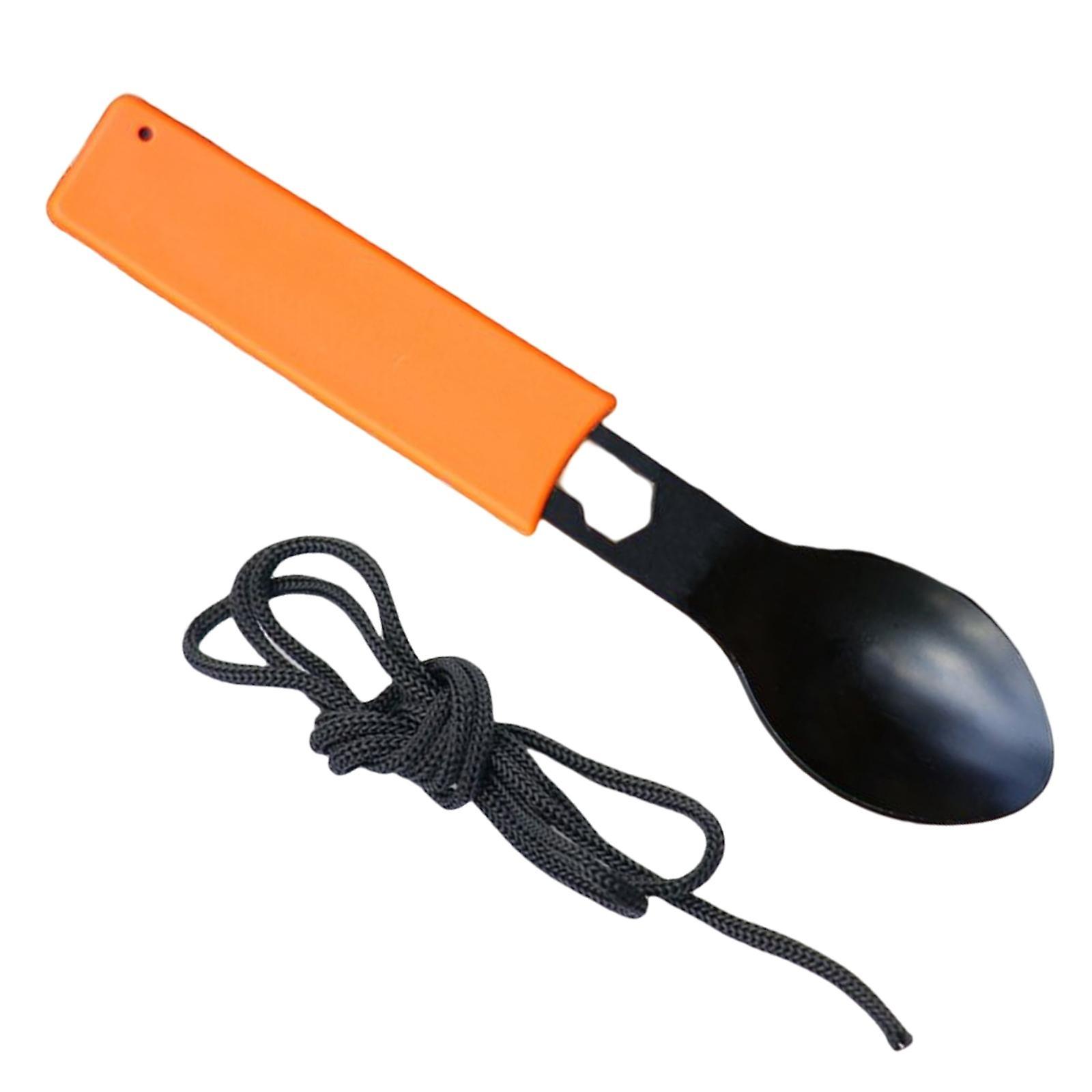 8 in1 Multifunction Tableware Spoon Camping Bottle Opener Fork Knife Orange