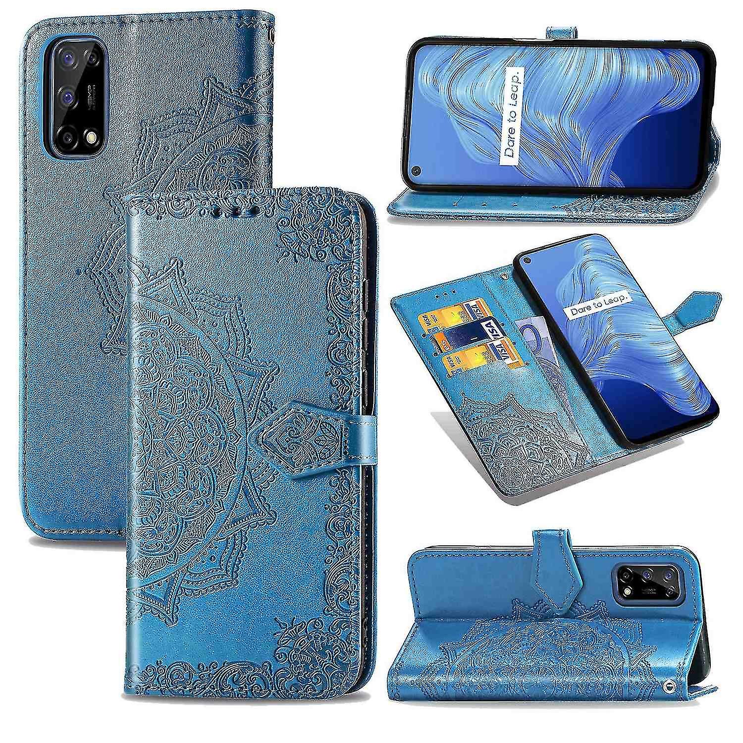 Compatible With Realme 7 5g Case Leather Wallet Cover Emboss Mandala Magnetic Flip Protection Shockp