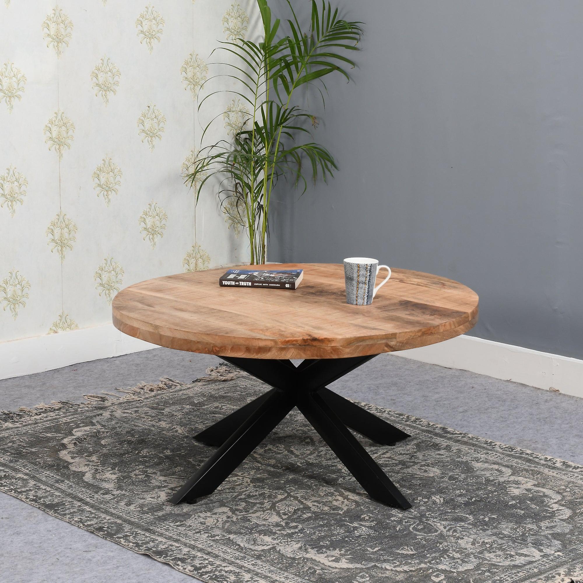 Micadoni Mango Wooden Round Coffee Table Spider Legs