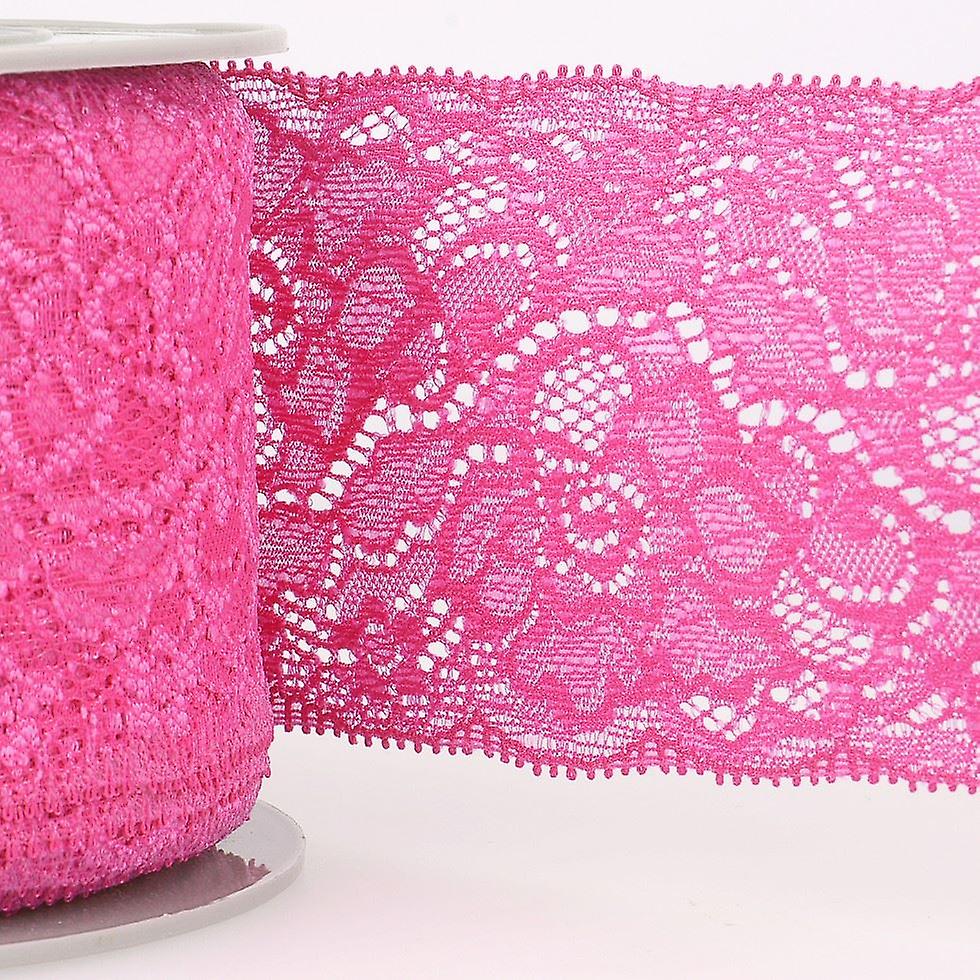 80mm Stephanoise Stretch Lace Trim Bright Pink - per metre