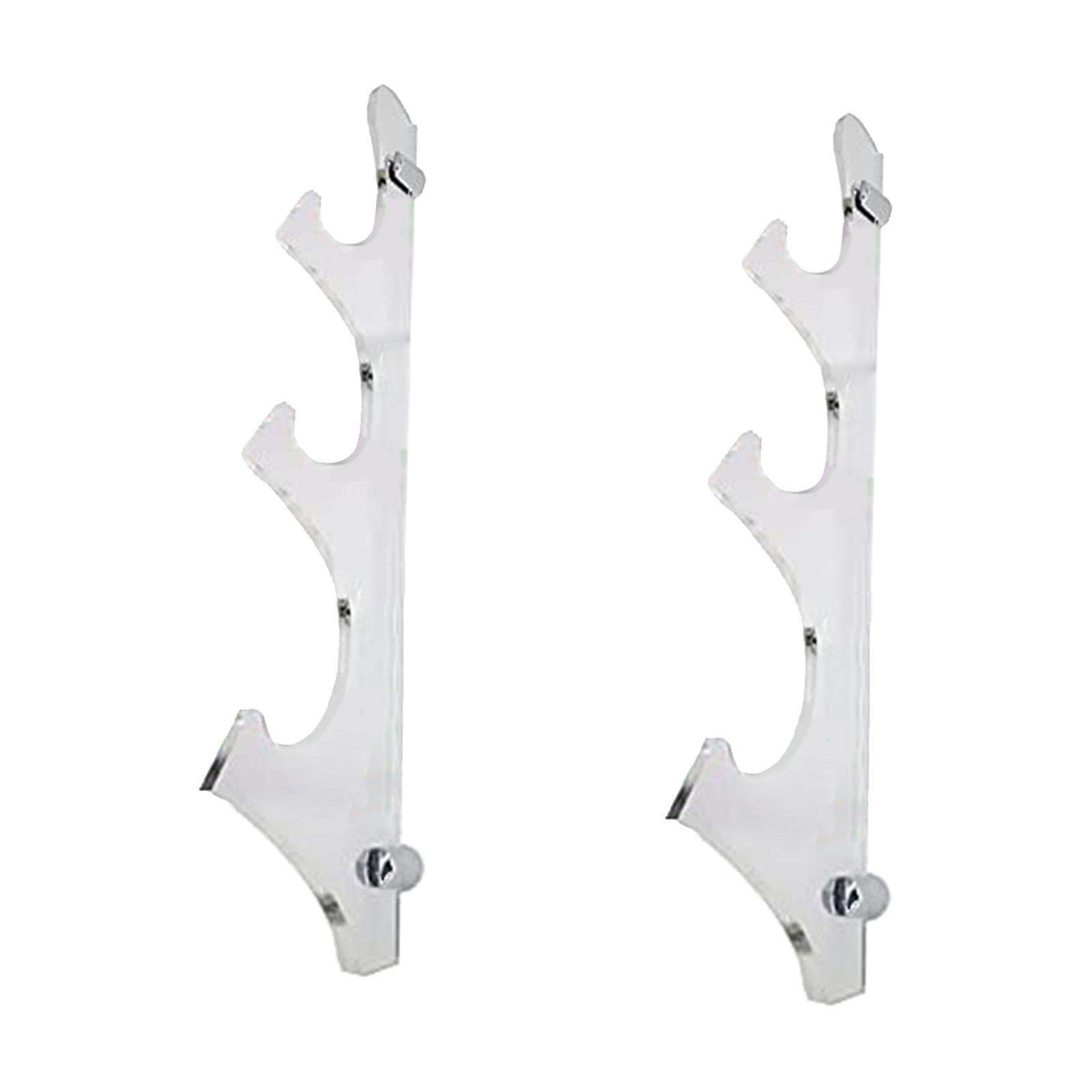 1Pair Sword Holder Bracket Support Katana Hanger Display Wall Mount 3 Tiers Clear