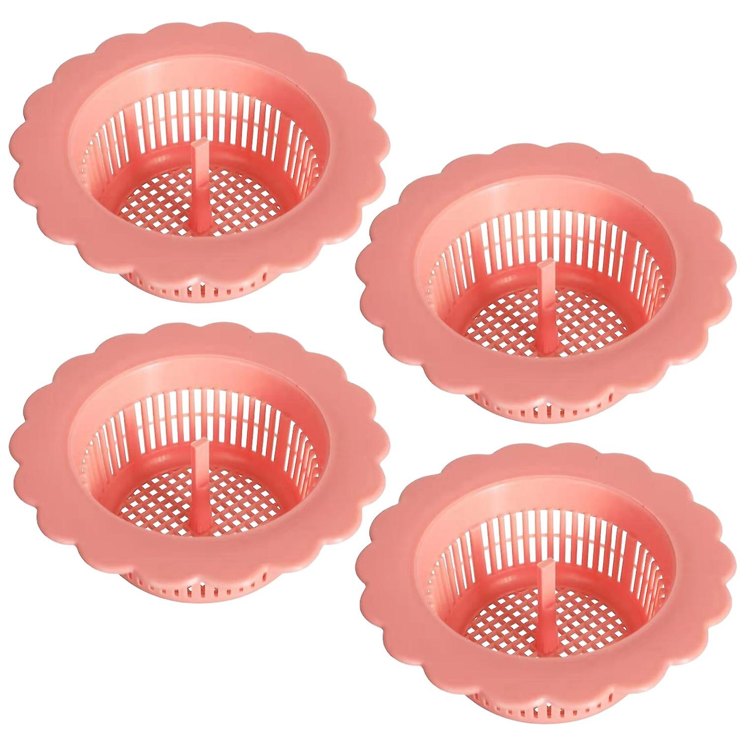 4Pcs Sink Drain Strainers Hollow Out Fine Mesh Smooth Surface Small Handle Anti-blocking Bathroom Ba