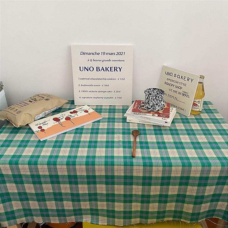 Ins Checkered Rectangular Tablecloth Cafe Restaurant  Plaid Table Cloth Picnic Photo Prop Background Cloth Desk Mat Decor 식탁보