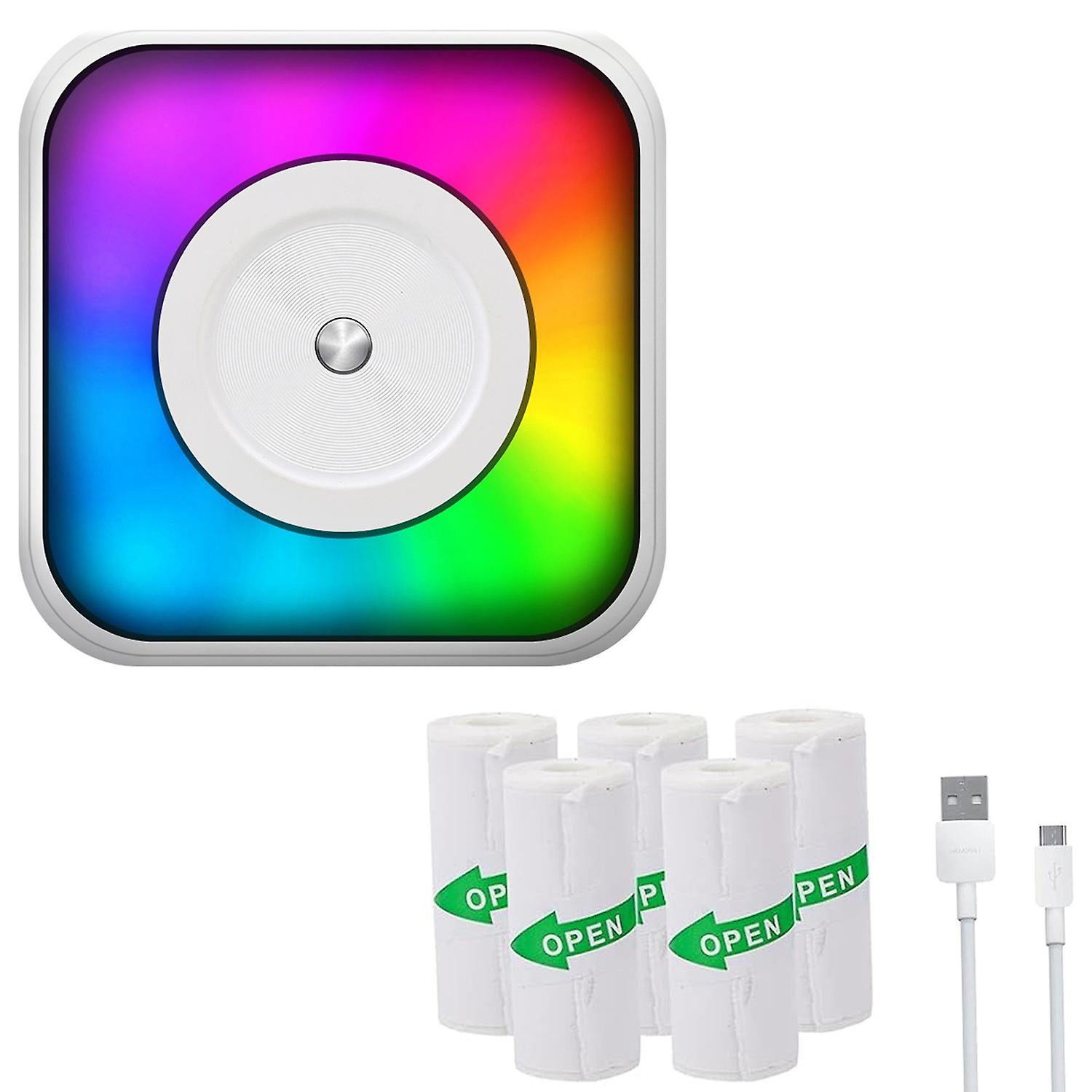 RGB Light Mini Printer with 5-Rolls Stickers
