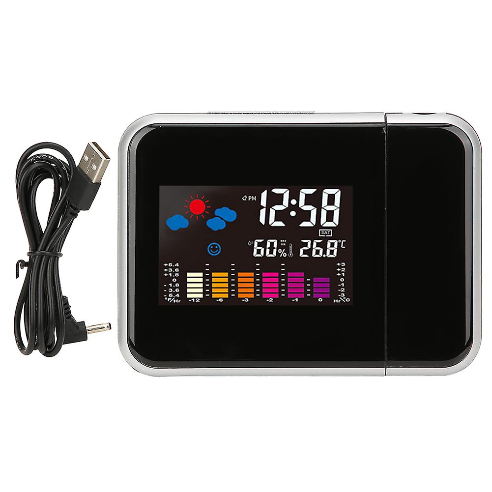 Multifunctional LCD Color Screen Electronic Alarm Clock Projection Weather Clock