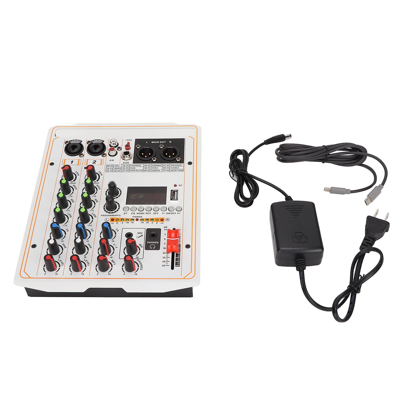 4 Channel Mixer with DSP Effects, USB/Bluetooth Compatibility, and 48V Power for Studio