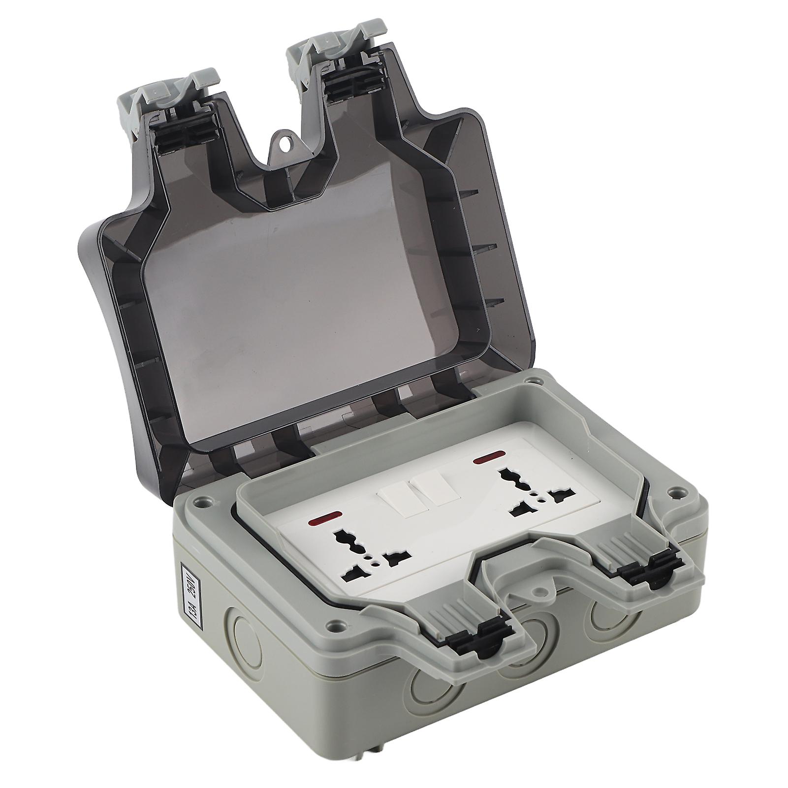 Outdoor Wall Power Socket with 2 3-Hole Socket + 2 Switch Waterproof Electrical Outlets