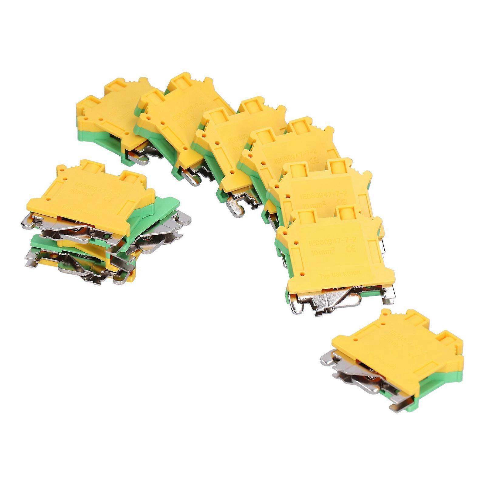 50Pcs DIN Rail Mount Terminal Flame Retardant Grounding Terminals Block 76A USLKG-10