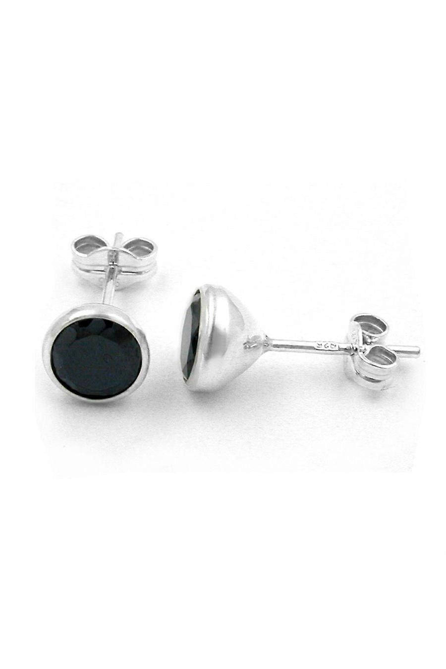 Stud Earrings 7mm Black Zirconia Silver 925 - Gl91753