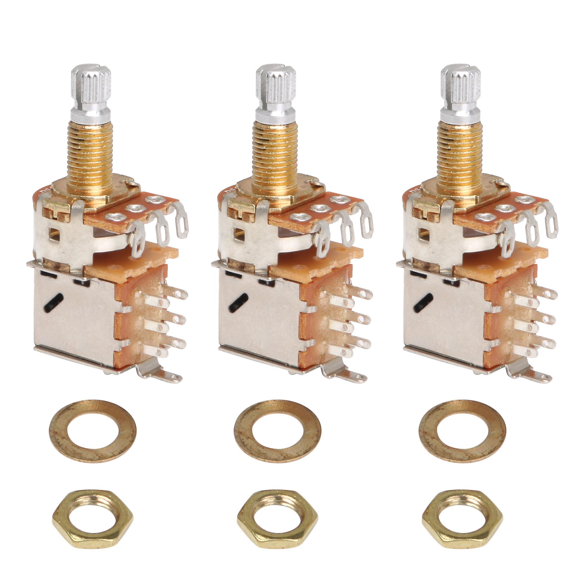 3PCS B500k Guitar Control Push Pull Potentiometer 18mm Coarse Knurling Shaft