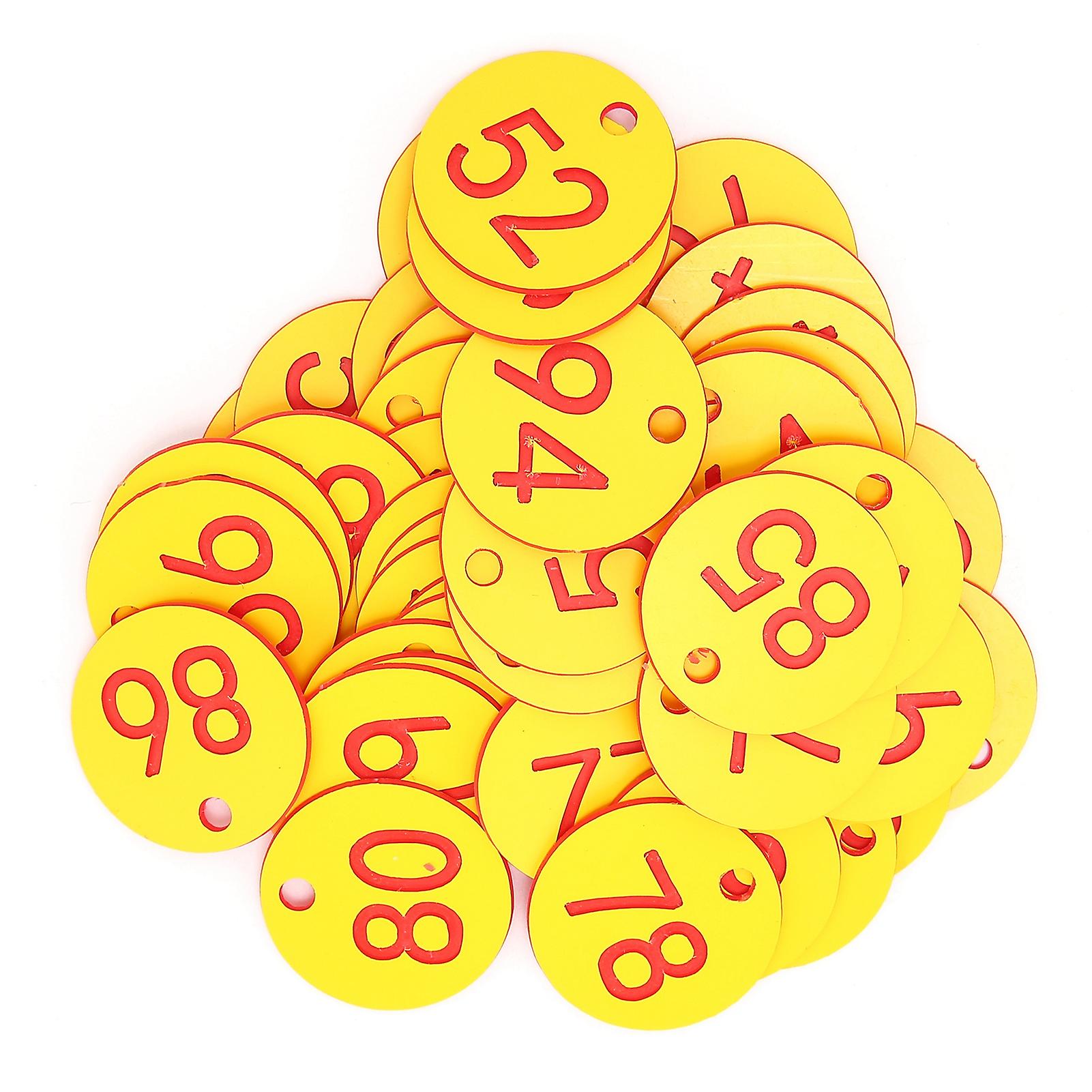 50 Pcs Round Numbered ABS Beehive Tags with Hole Livestock Accessory Red and Yellow