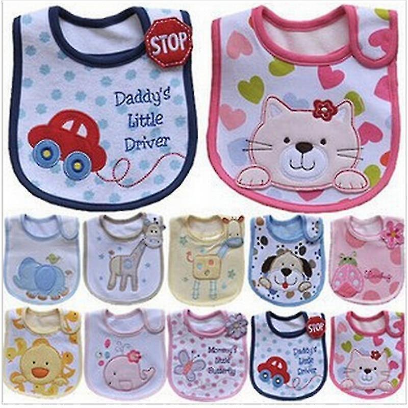 Random Color Cute Cartoon Pattern Waterproof Burp feeding Bibs