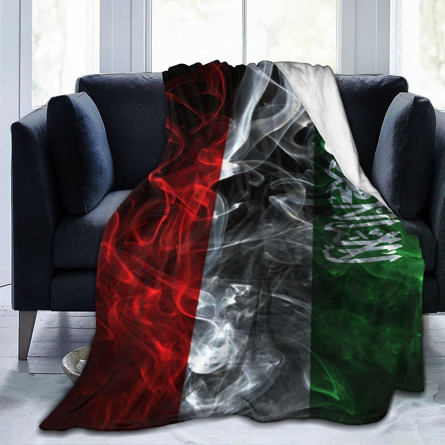 Flanelowy koc do rzucania Smoke Flag of Somaliland Drukowany koc Ultra miękki przytulny pojedynczy koc Zmywalny na sofę do łóżka