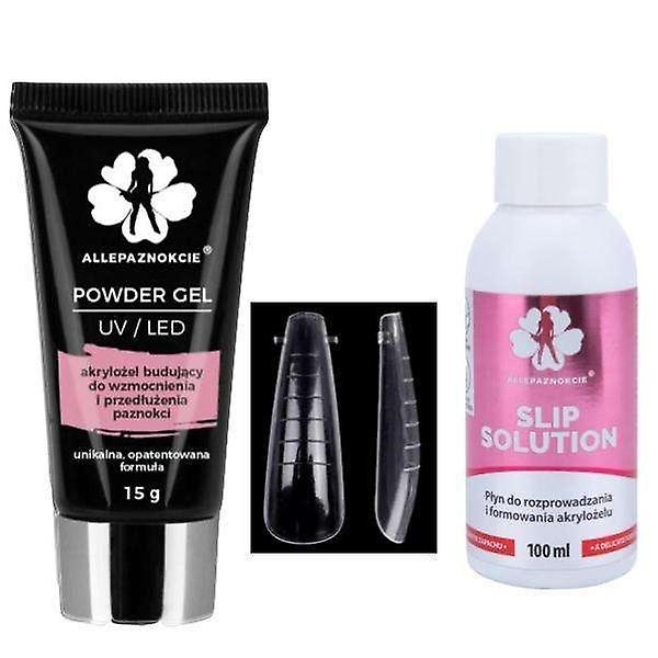 Kit Polygel French pink - Dualform, Shape tips - Slip solution